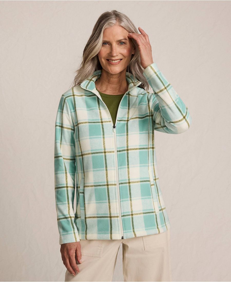 

Женская флисовая куртка на молнии для любой погоды Lands' End, Mint sky buff check