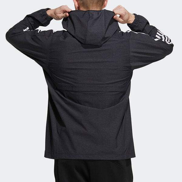 Куртка adidas M 3ST 247 CL JK Contrasting Colors Stripe Sports Hooded Jacket Black, черный — фото 3