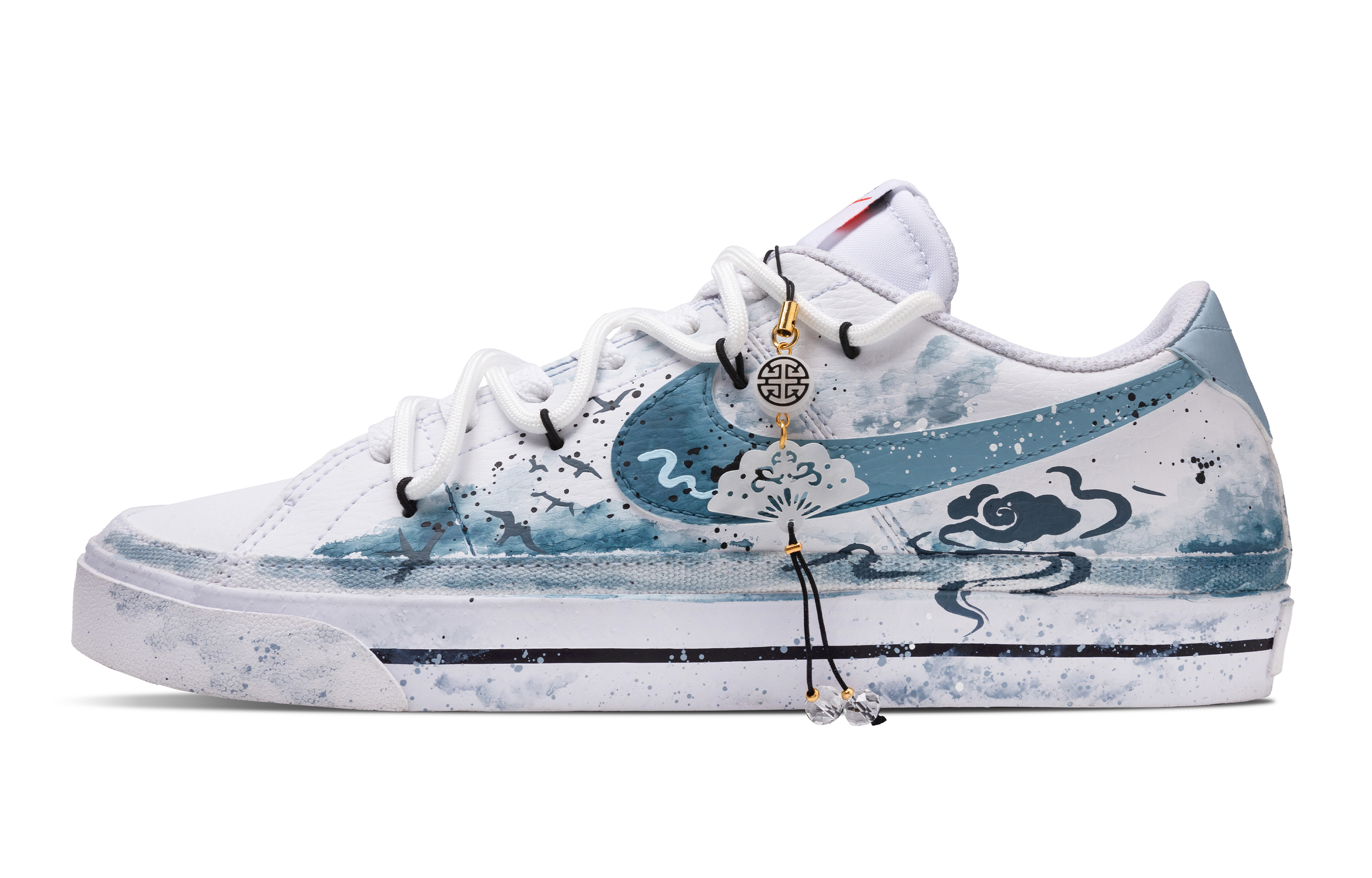 

Nike Кроссовки Court Legacy Pattern Cloud Feather с противоскользящим покрытием, износостойкие, низкие, для скейтбординга, мужские, сине-белые