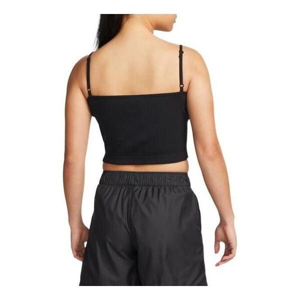 Топ спортивная одежда предметы первой необходимости rib укороченный топ Nike, черный — фото 2