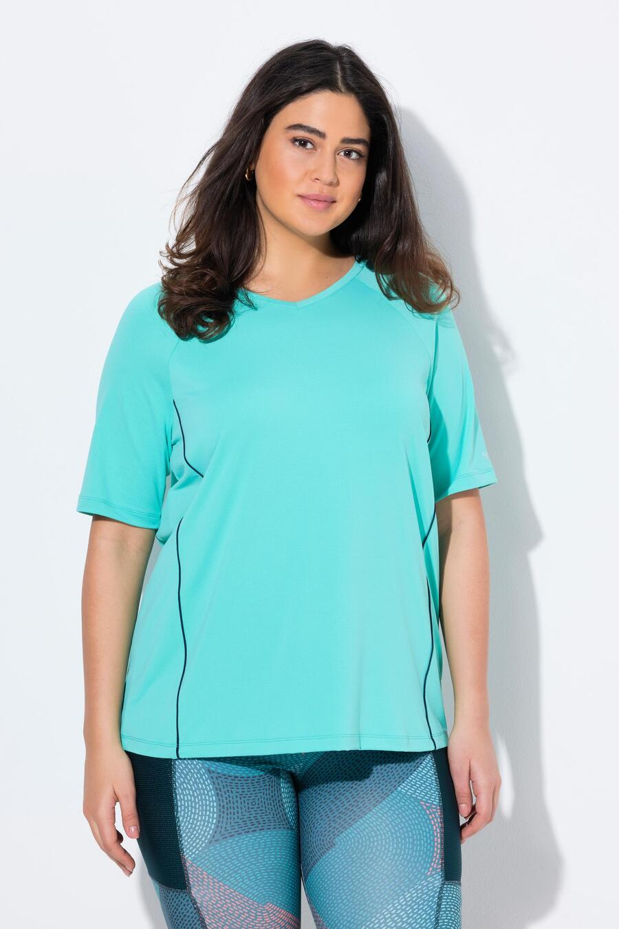 

ULLA POPKEN Женская футболка с защитой от ультрафиолета 50+, V-образным вырезом и коротким рукавом