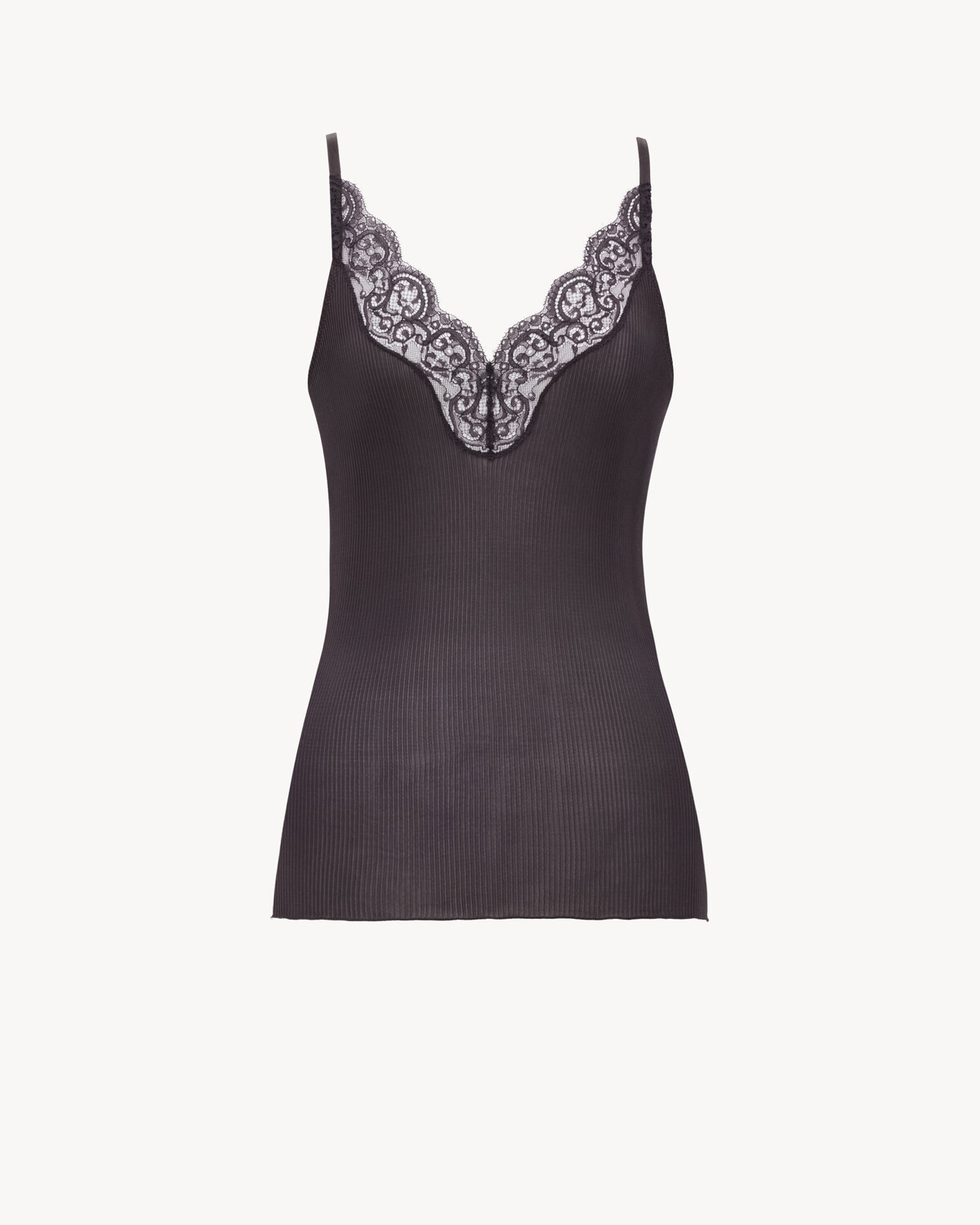 

Топ-майка на шнуровке из рубчатого шелкового джерси Saint Laurent, коричневый