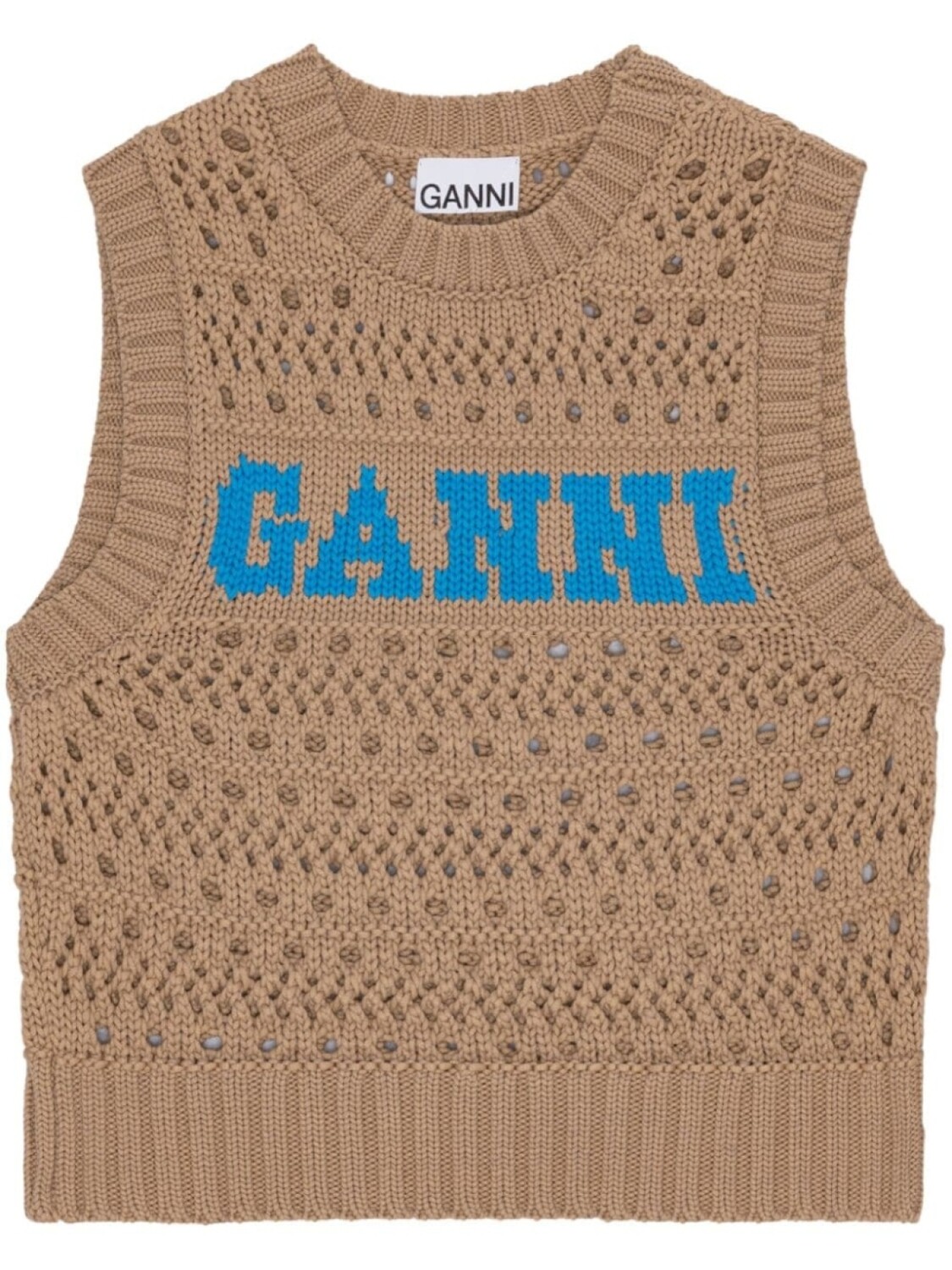 

GANNI топ с логотипом, коричневый