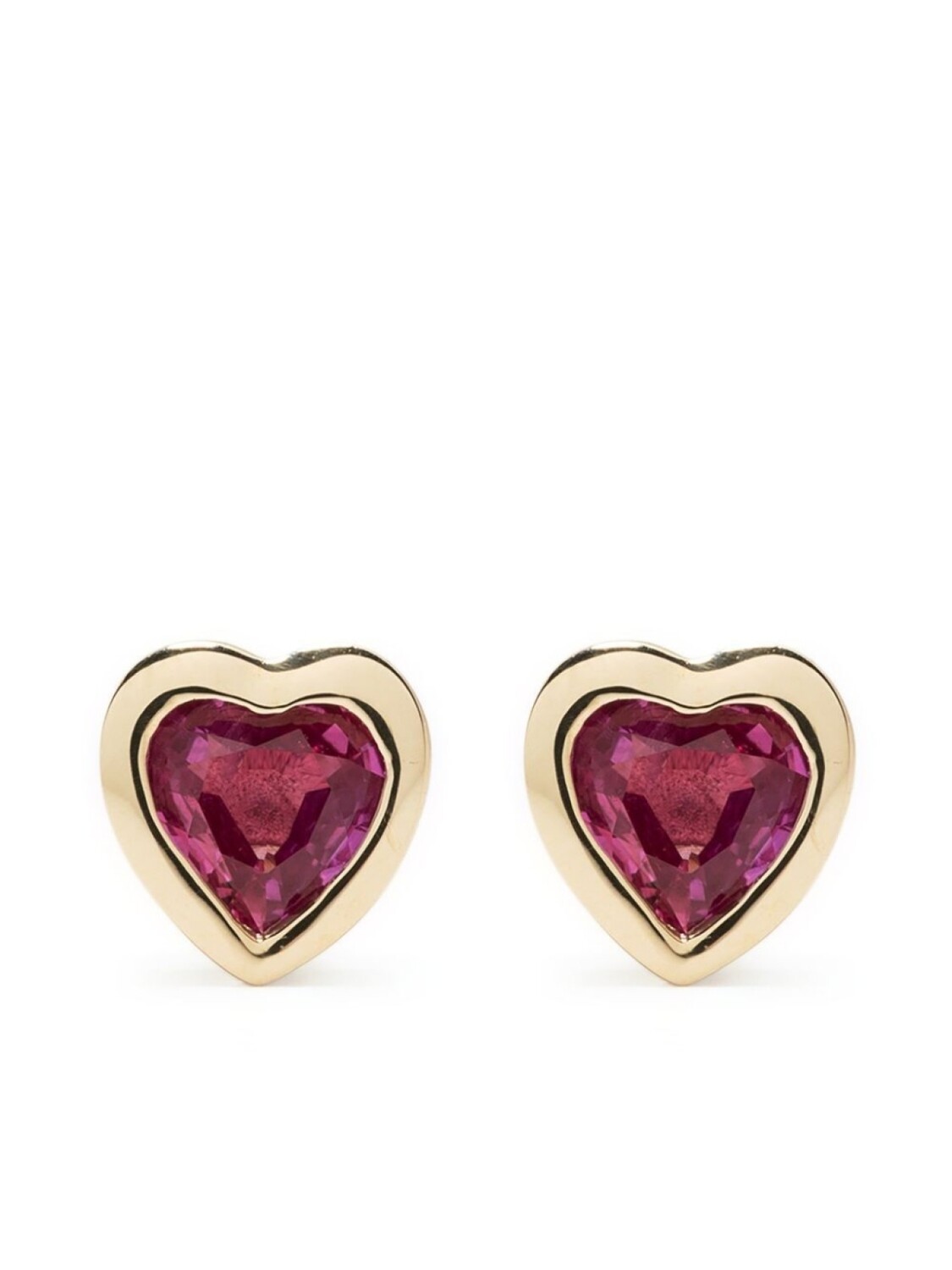 

Серьги-гвоздики Heart из желтого золота с рубинами Ef Collection, золотой
