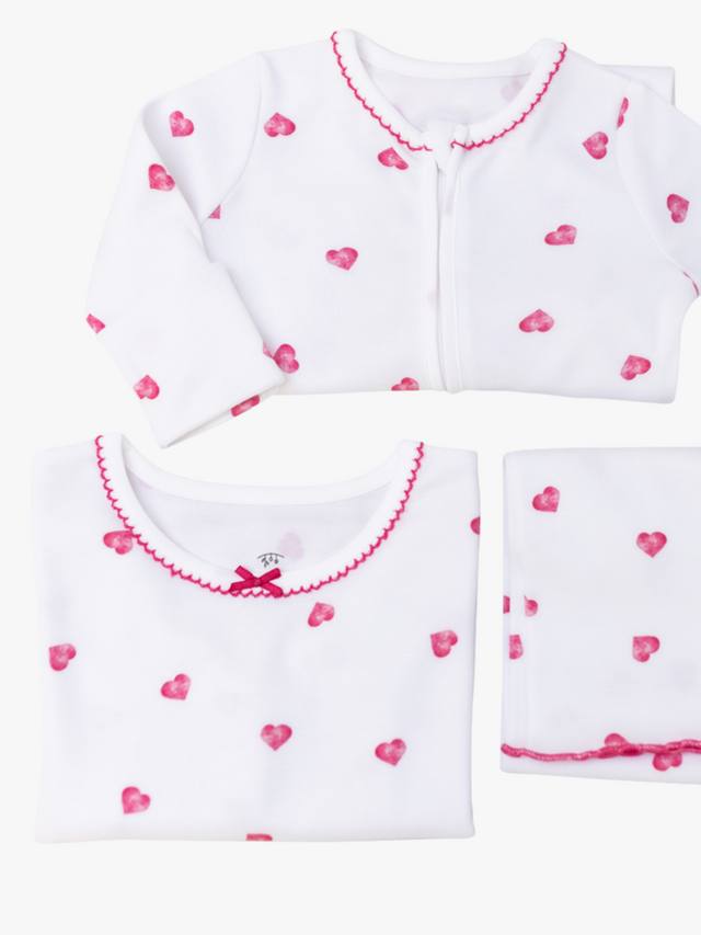 Детский комбинезон для сна из бамбука и хлопка с розовыми сердечками Rosa & Blue, White — фото 4