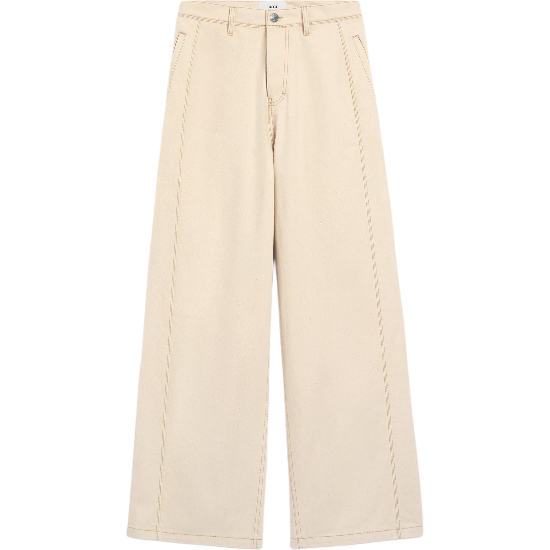 

Широкие джинсы Ami Paris из хлопка AMIPARIS, серо-белый