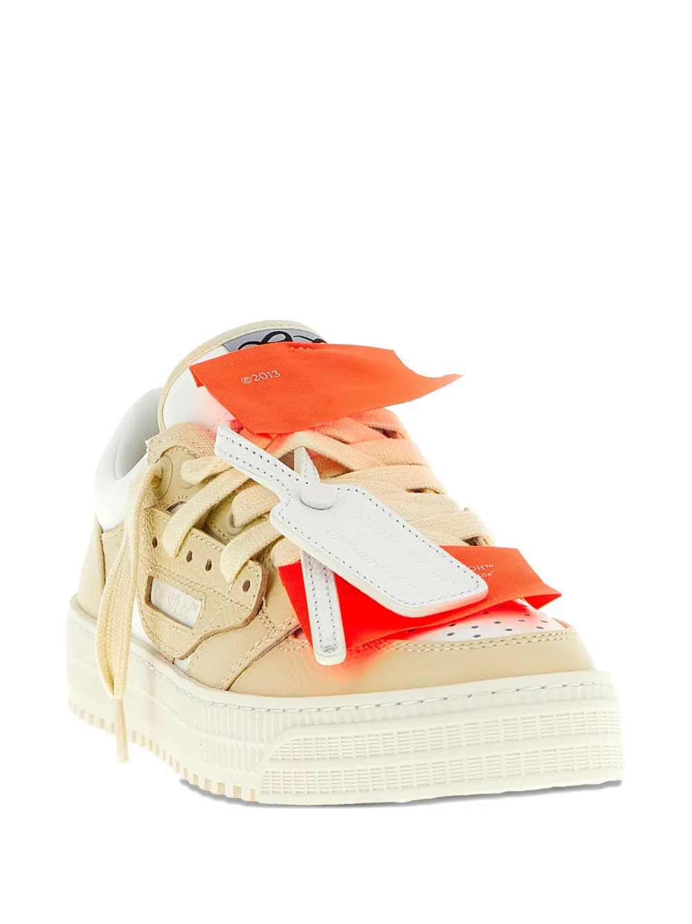Двухцветные кеды на низкой подошве Off-White, нейтральный — фото 2