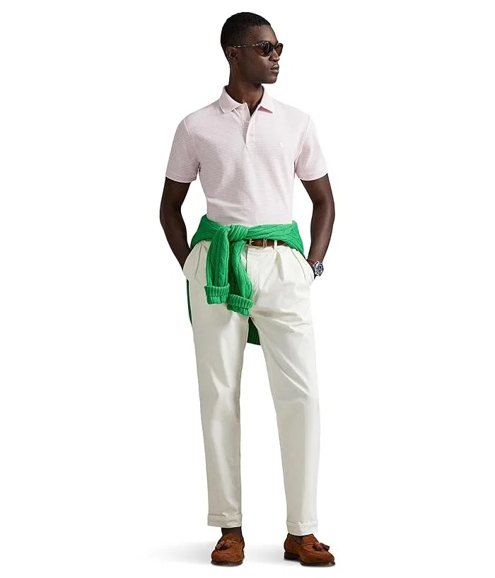 Поло Custom Slim Striped Stretch Mesh Polo Ralph Lauren, Garden Pink/White — фото 4