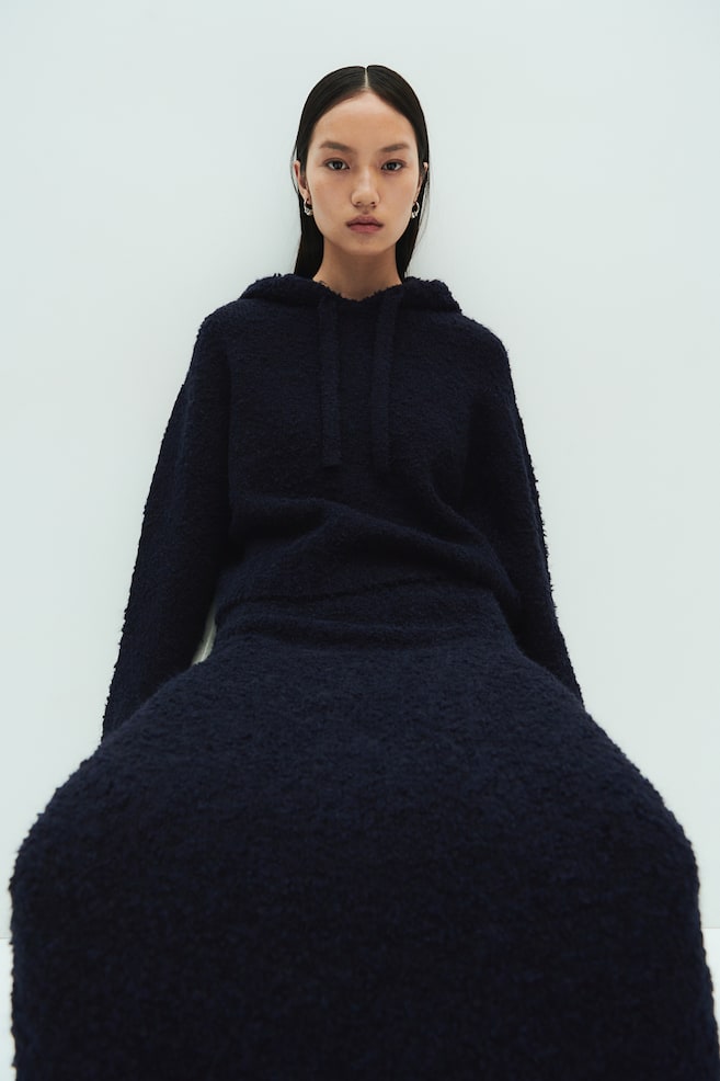 

Юбка миди из трикотажа букле H&M, синий