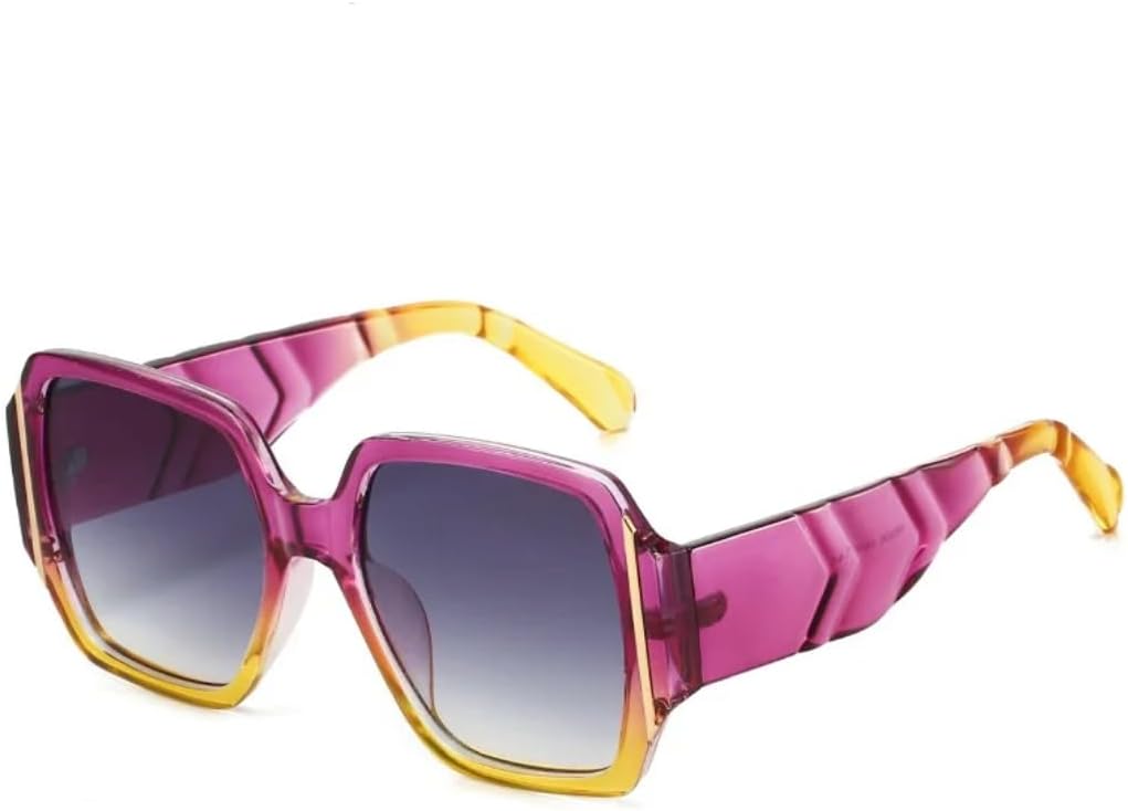 

Ретро квадратные женские солнцезащитные очки с леопардовым градиентным дизайном, повседневные, подходящие для всех мужчин, модные, с защитой от УФ-излучения UV400 TVTBBVV, Purple Yellow Grey