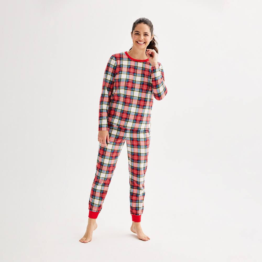 

Женские брюки Jammies For Your Families Флисовый пижамный верх Jingle Bell Rock и пижамные штаны Jogger, цвет Holiday Plaid