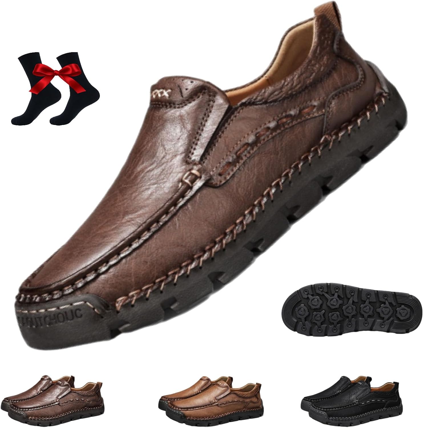 

Мужские ортопедические туфли для равновесия, водонепроницаемые ортопедические туфли для вождения, мужские мокасины из натуральной кожи, ручная работа, без шнурков Ghtrhsb, темно-коричневый