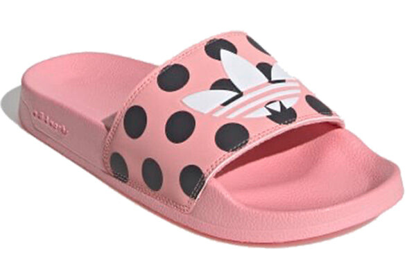 Тапочки adilette lite slides 'trefoil logo - polka dot pink' Adidas, розовый — фото 2