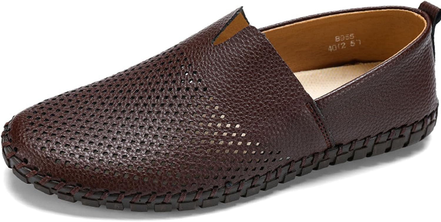 

Мужские ретро мокасины из кожи с ручной строчкой, мягкой подошвой, модные, повседневные, удобные, мягкие, противоскользящие прогулочные туфли Vannida, темно-коричневый