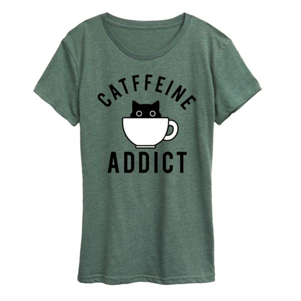 

Футболка женская с принтом "Кофеманка" Catffeine Addict Unbranded, зеленый