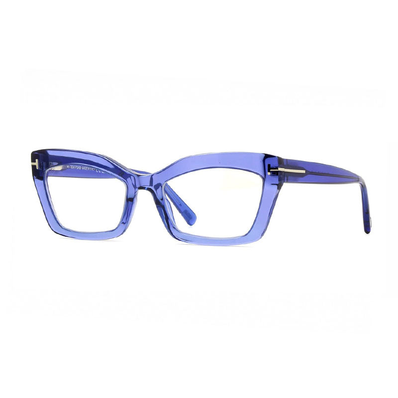 

Очки Tom Ford прямоугольные полная оправа, глянцевая сиреневая рамка и прозрачная синяя линза с блокировкой света Ft5766-B078