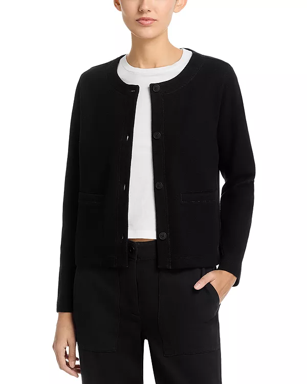

Короткая куртка с круглым вырезом Eileen Fisher, черный