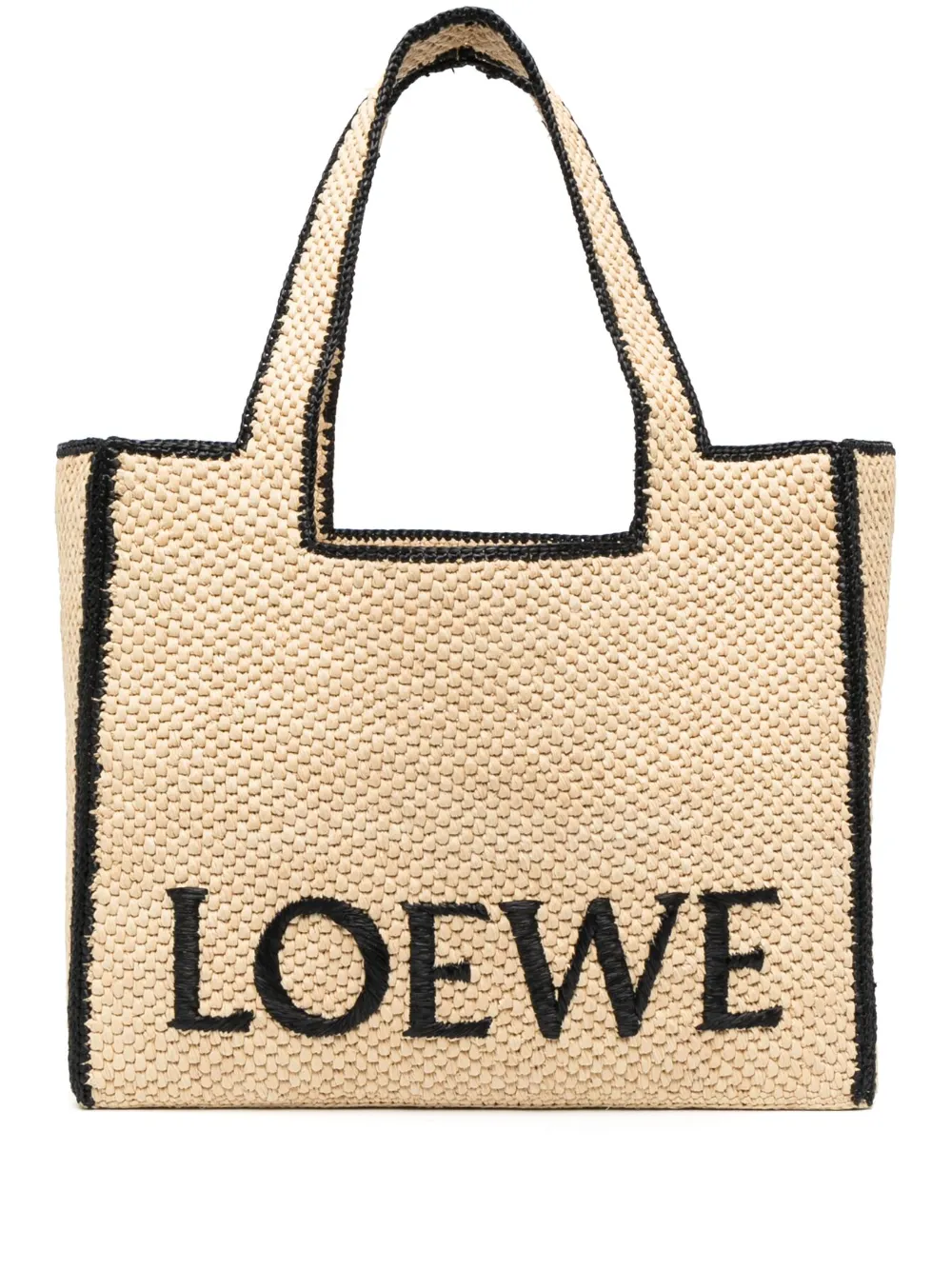 

Плетеная сумка-тоут с логотипом Loewe, бежевый