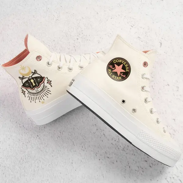 

Женские кроссовки Converse Chuck Taylor All Star Hi Lift в стиле бохо с вышивкой, цвет Egret