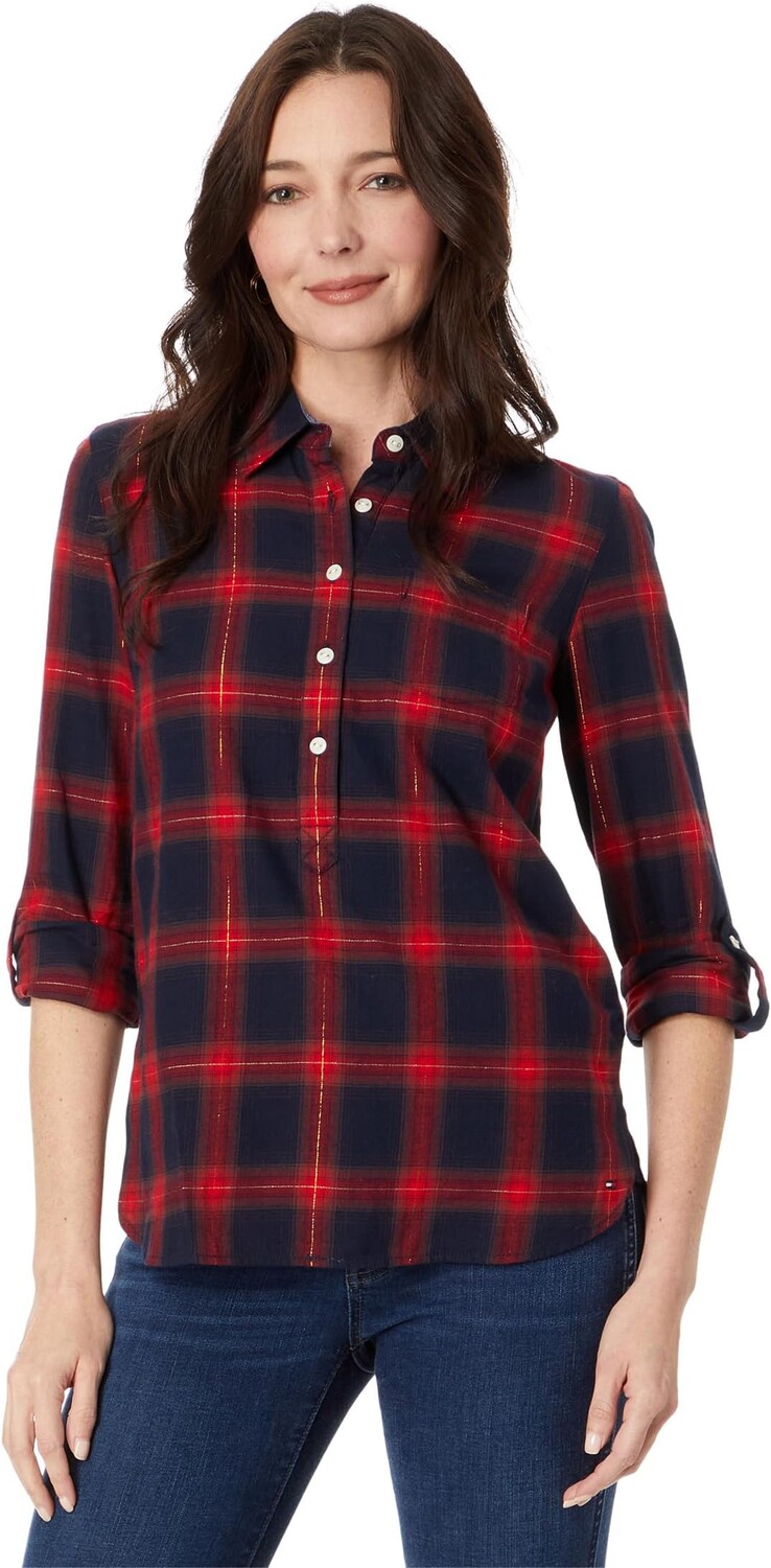 

Рубашка Plaid Popover Tommy Hilfiger, цвет Scarlet/Sky Captain