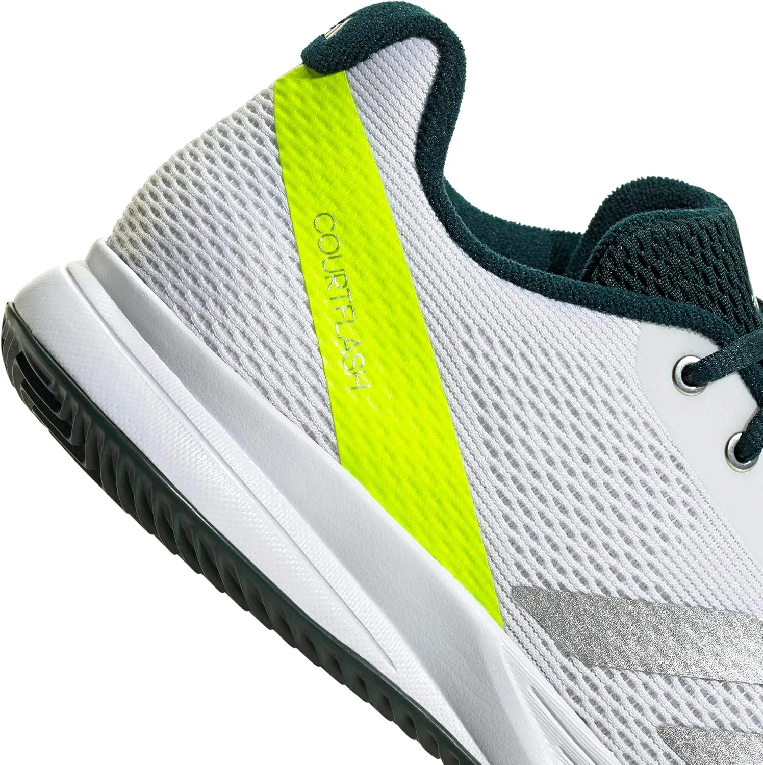 Мужские теннисные кроссовки Adidas Courtflash Speed ​​2, Cloud White Silver Metallic Lucid Lemon — фото 4
