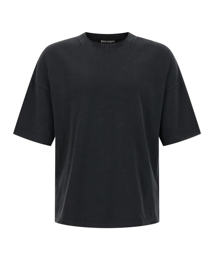 

Футболка со свободным воротником и изогнутым логотипом Palm Angels, черный