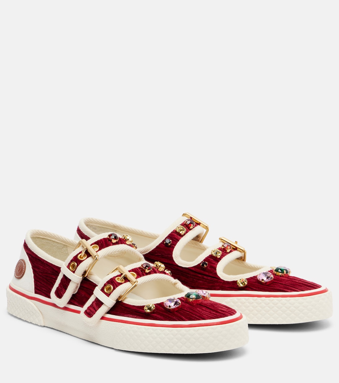 Декоротивные бархатные кроссовки Dollyboard Valentino Garavani, Burgundy/Iv
