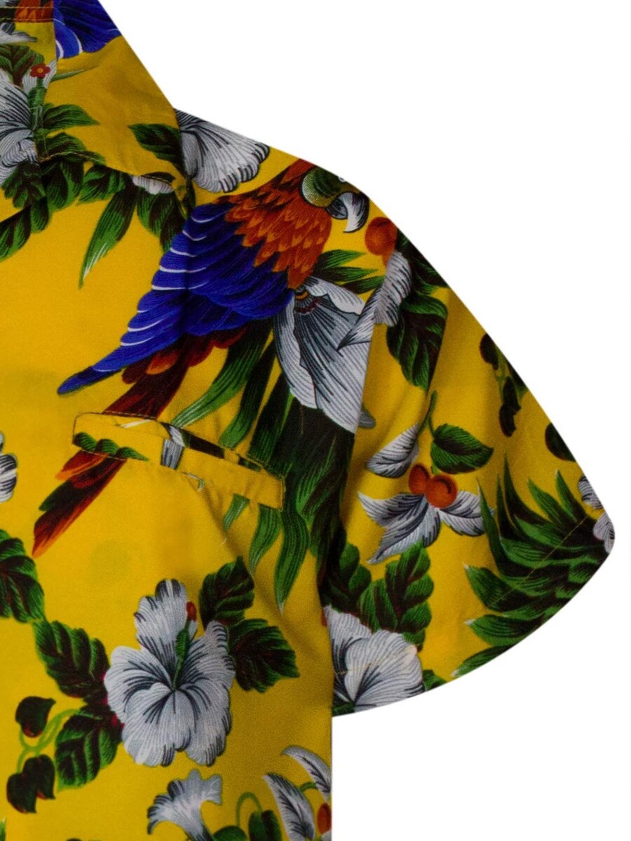 Рубашка на пуговицах классического кроя King Kameha Cherryparrot, желтый — фото 4