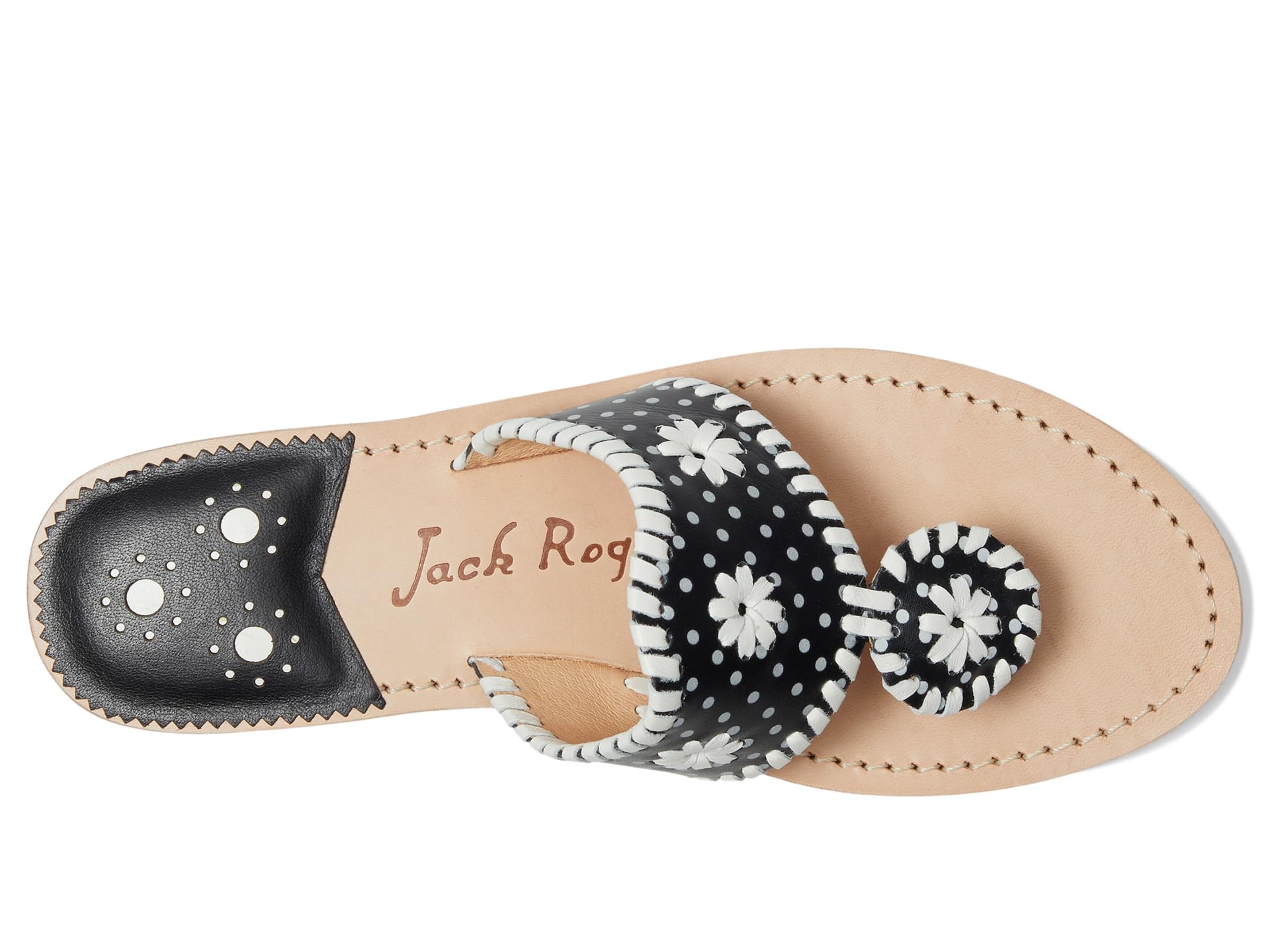 Туфли Jack Rogers Jacks Flat Sandal - Nappa/Patent, Black/ White Dot Pat — фото 2