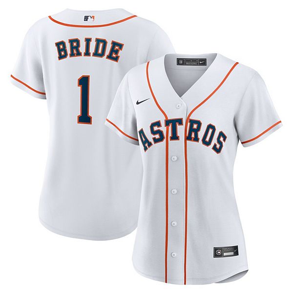 

Женская белая реплика домашней футболки Houston Astros #1 Bride Nike, Белый, Женская белая реплика домашней футболки Houston Astros #1 Bride Nike
