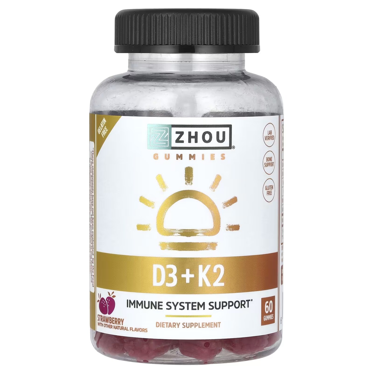 

Добавка Zhou Nutrition D3 + K2 с клубникой, 60 жевательных конфет