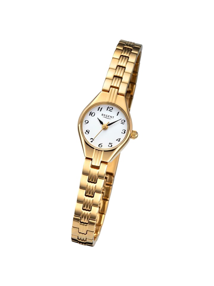

Аналоговые наручные часы Regent, металлический браслет, золото, малый размер (примерно 18,5 мм)