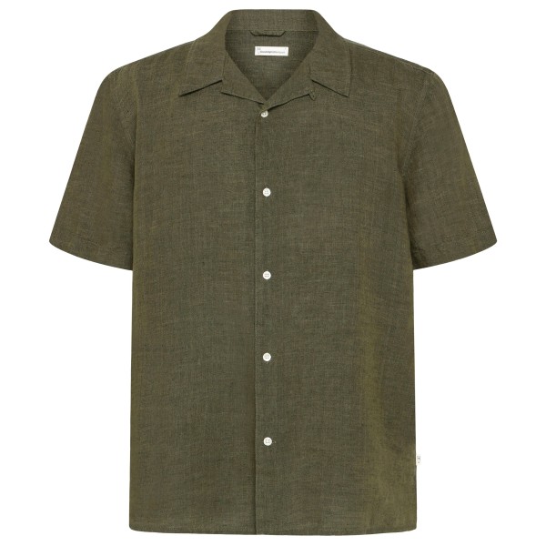

Льняная рубашка из хлопка с короткими рукавами - рубашка Knowledgecotton Apparel, Burned Olive
