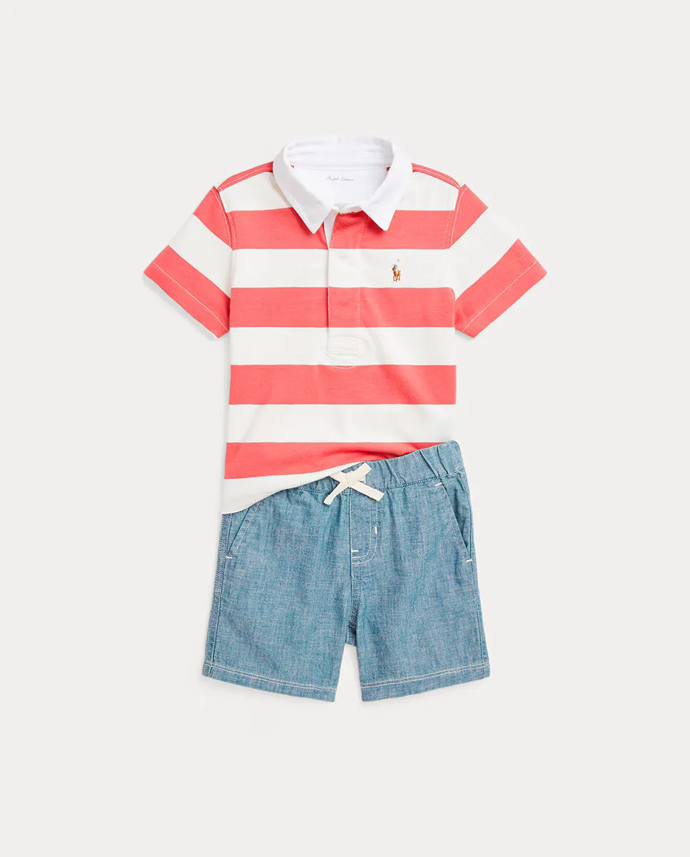 

Хлопковая рубашка поло и шорты для мальчика Polo Ralph Lauren, многоцветный