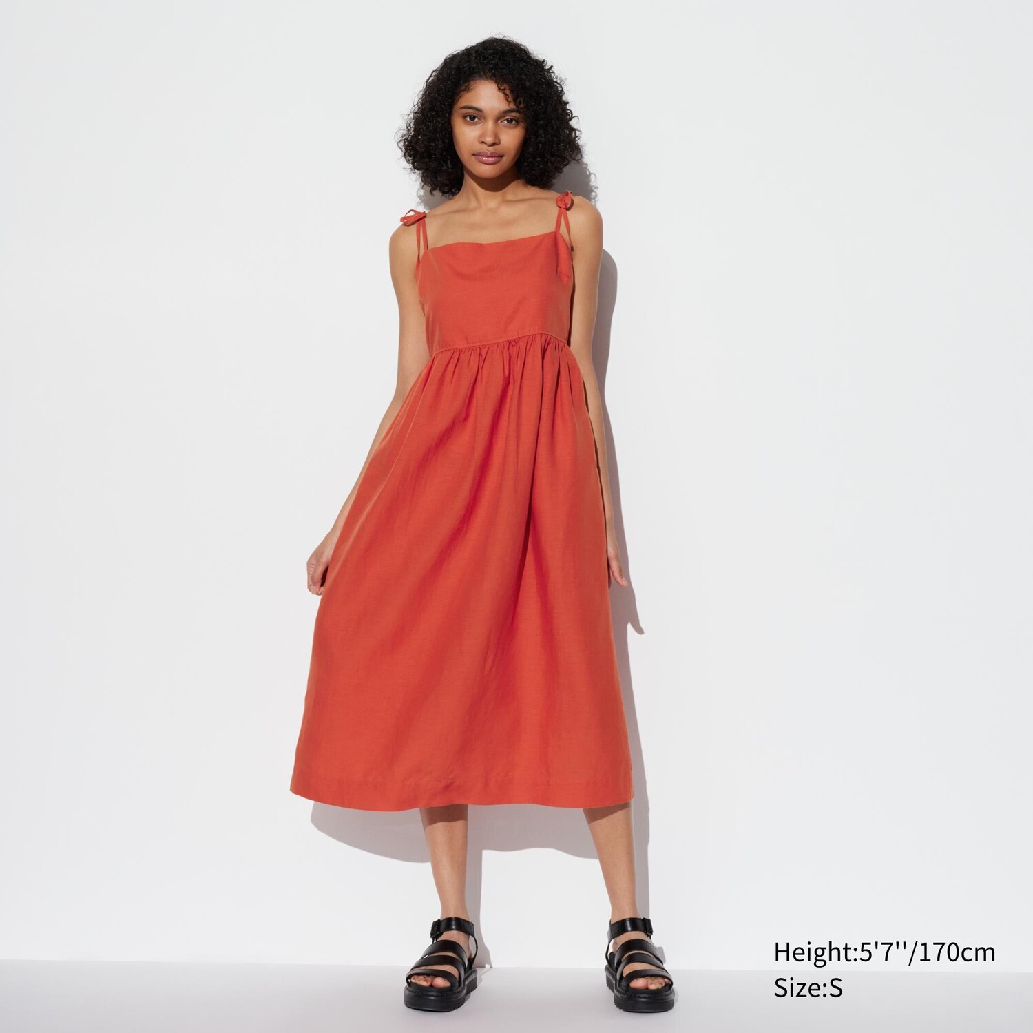 Платье льняное Uniqlo, оранжевый