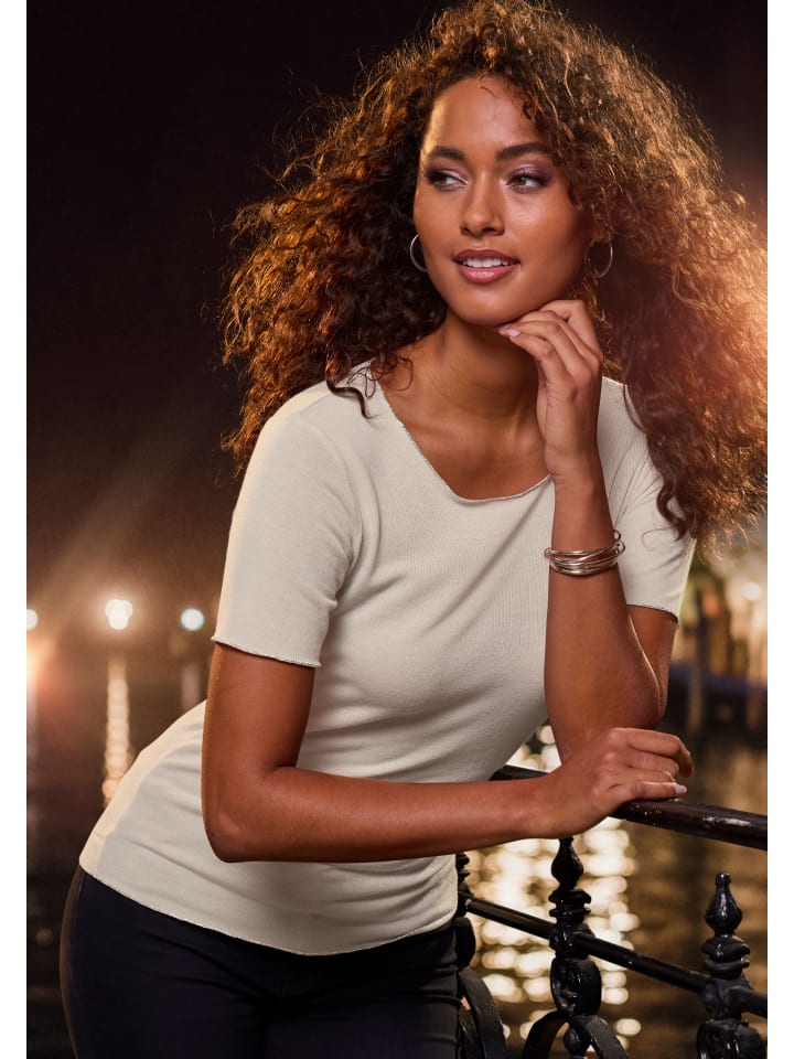 

Рубашка с круглым вырезом песочного цвета LASCANA