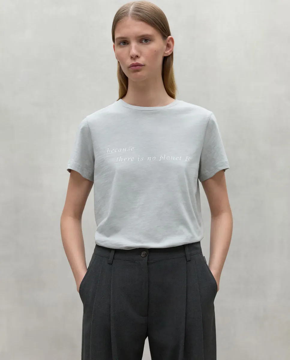 

Женская футболка с короткими рукавами и принтом спереди Ecoalf, светло-серый