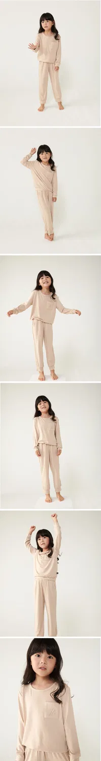 Детский домашний комплект Royal Comfy из модала с вышитым карманом, бежевый, от Pepour — фото 3
