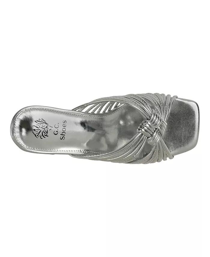Женские босоножки Josie на каблуке с ремешками GC Shoes, серебро — фото 4