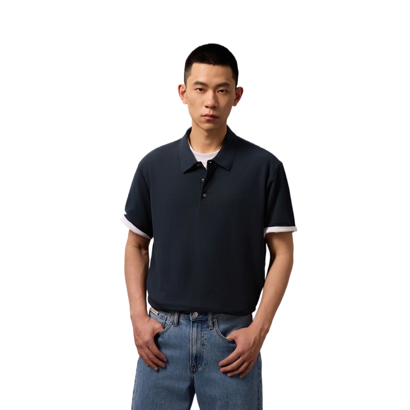 SS25 Polo Shirts Мужская поло с классическим воротником Calvin Klein, bai-темно-синий — фото 4