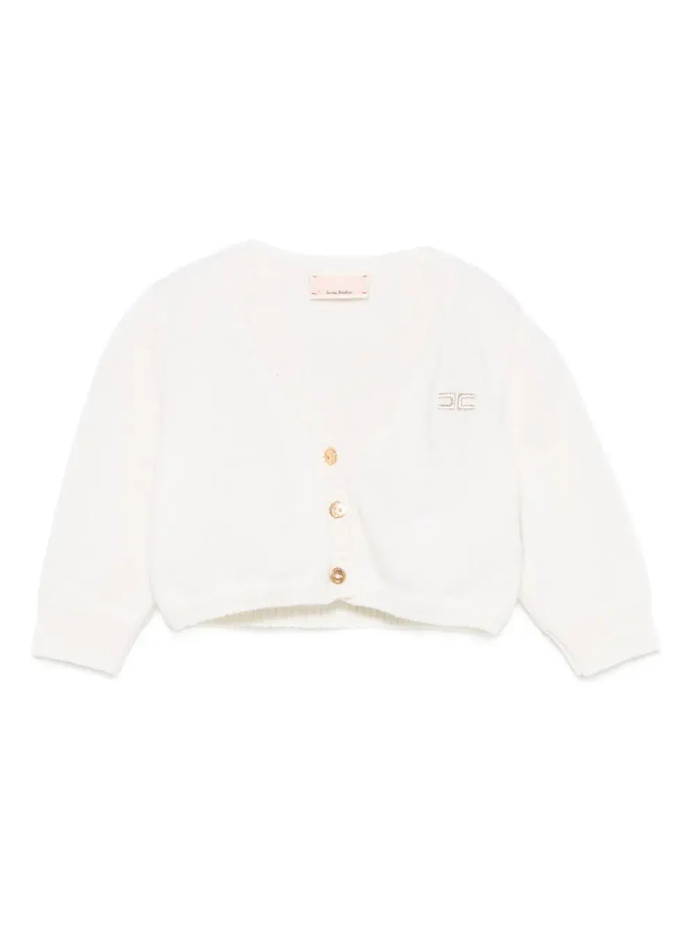 

Кардиган на пуговицах с вышитым логотипом Elisabetta Franchi La Mia Bambina, белый