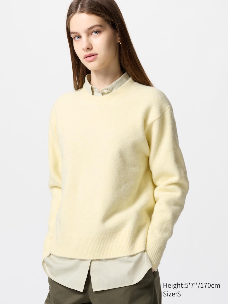 

Джемпер с круглым вырезом из пряжи Soufflé Uniqlo, желтый