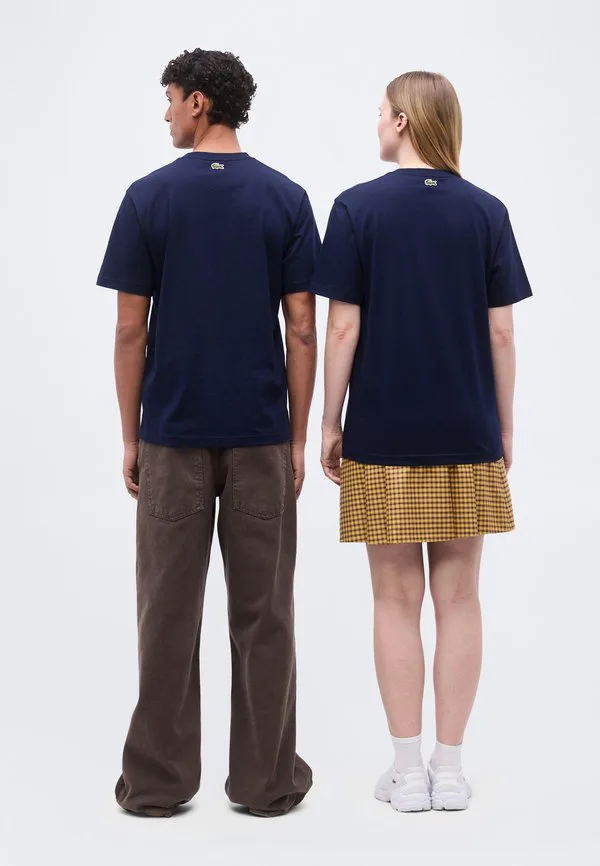 Футболка Lacoste Унисекс, Однотонная, темно-синий — фото 4
