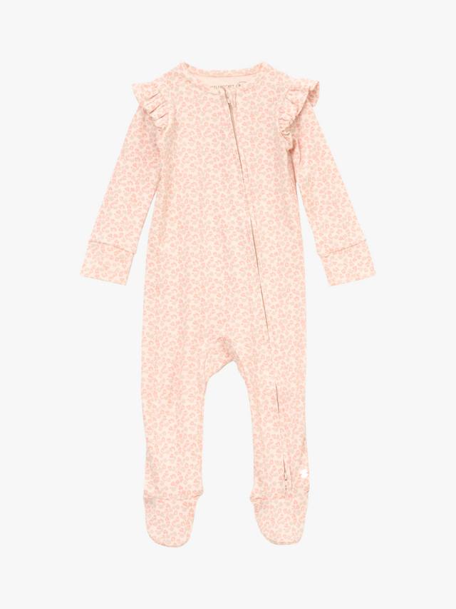 

Детский хлопковый боди с рюшами и цветочным принтом Angel & Rocket, Pink