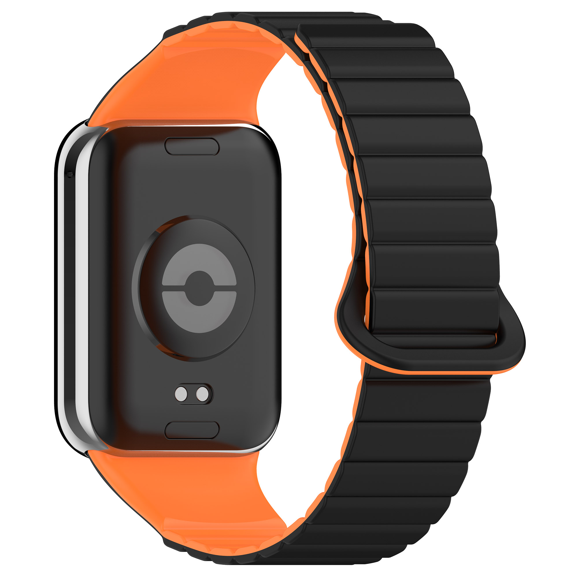 

IBOANN Часы Watch Band Xiaomi Compatibility 230mm Silicone Material, Black Orange 【Magnetic Upgrade, Two-color Silicone】