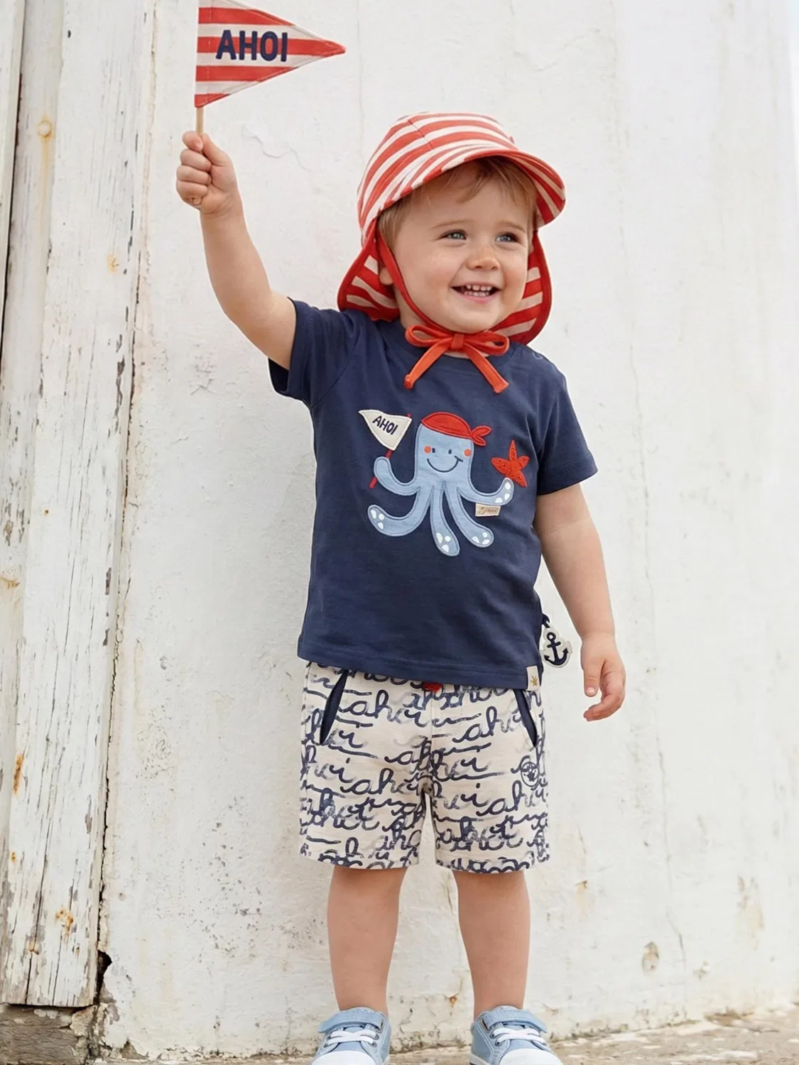 Футболка Sigikid T-Shirt Ahoi Little Pirate темно-синего цвета — фото 2