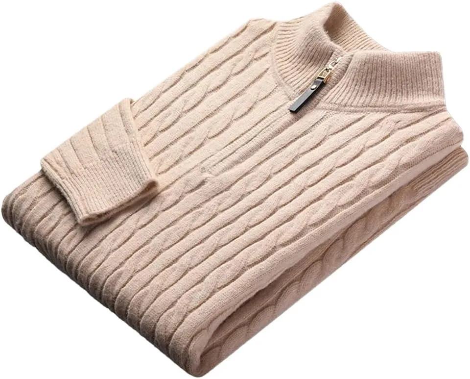 

Мужской вязаный свитер с молнией, утепленный