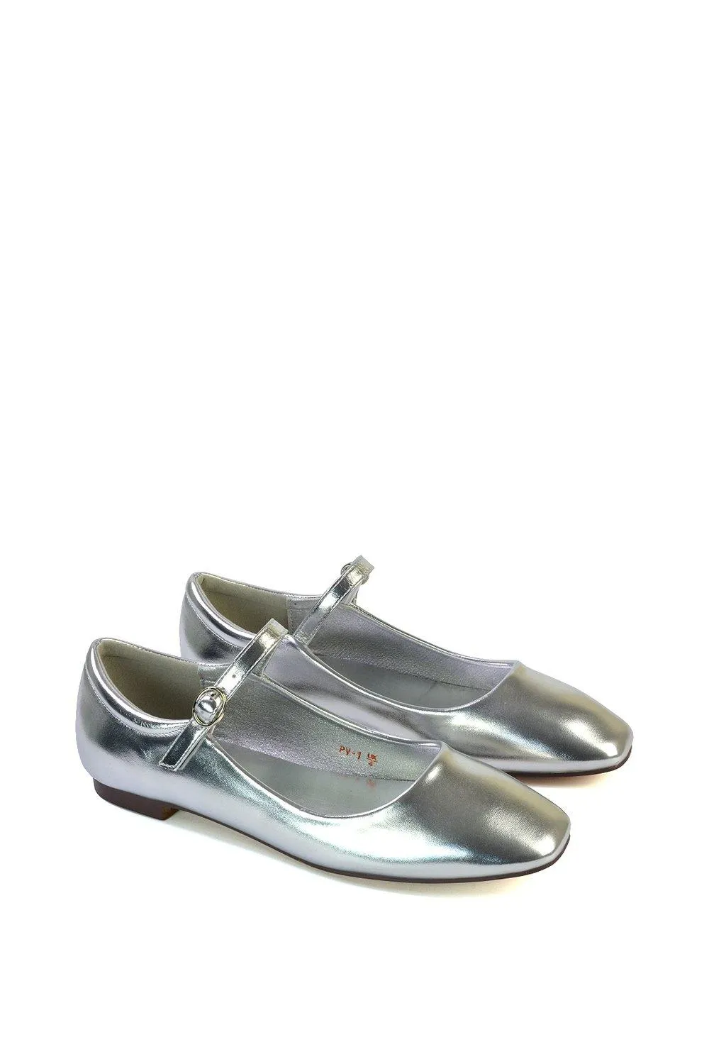 Балетки Mary Jane с квадратным носком 'Allegra' XY London, цвет metallic silver — фото 4