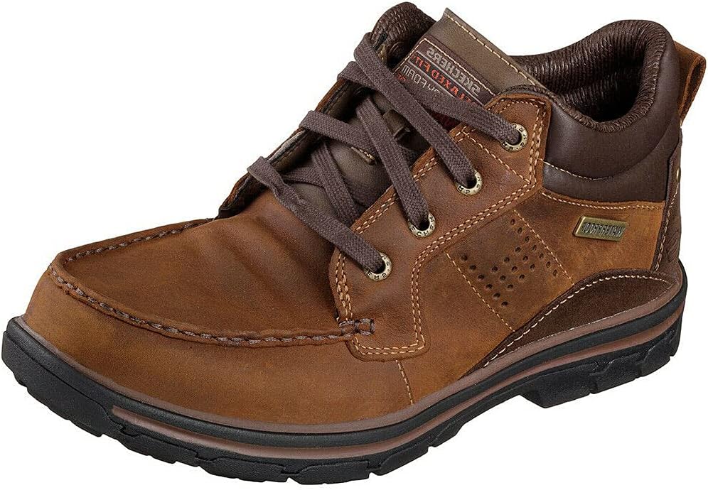 Мужские водонепроницаемые кожаные ботинки Skechers Segment Melego Chukka, темно-коричневый — фото 4
