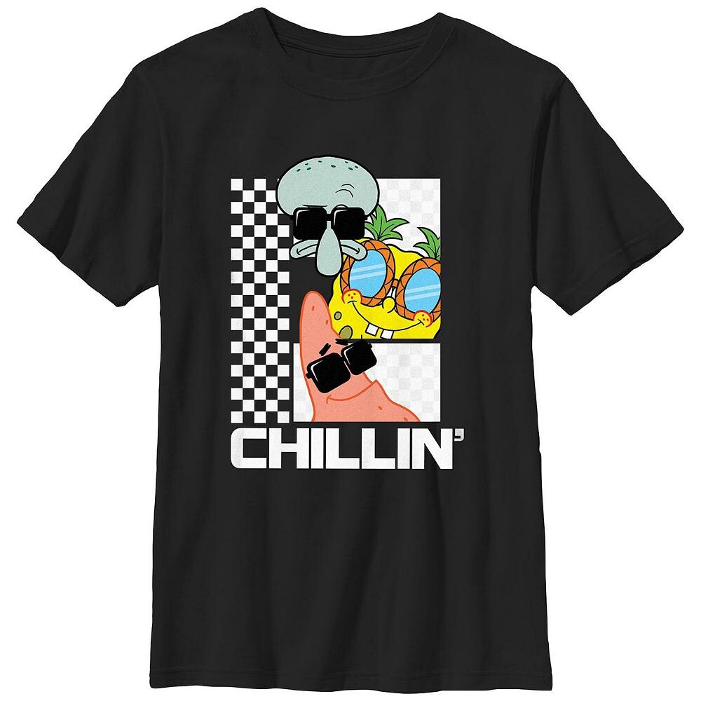 Губка для мальчиков 4–7 летБоб КвадратШтаны Футболка с рисунком Chillin' Buddies Licensed Character, черный